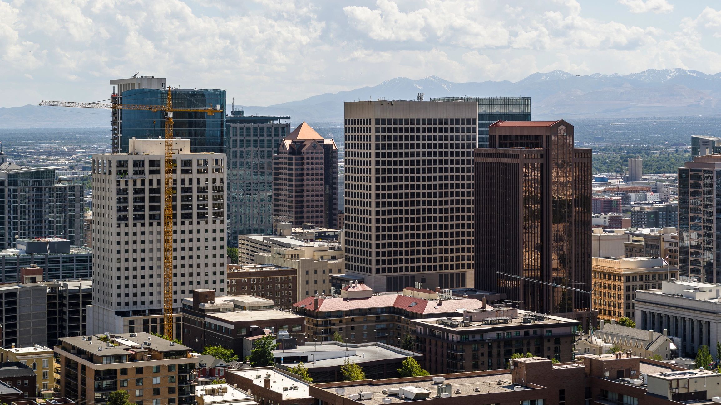 Urban commercial property development skyline with active construction